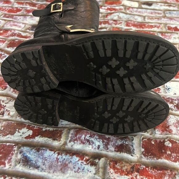 Jimmy Choo black leather Moto style boots with soft gold buckle made in Italy - Picture 5 of 6